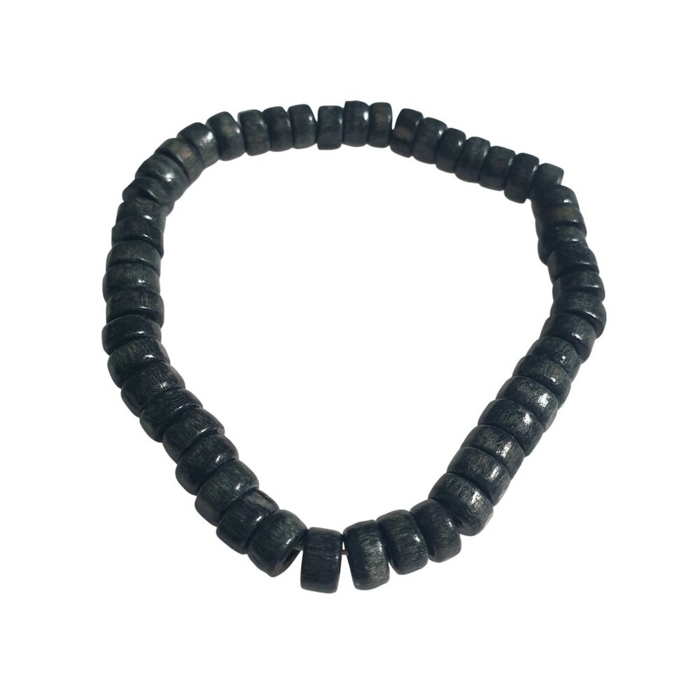 Gray Wooden Beaded Stretch Bracelet Elastic Comfort Everyday Wear Jewelry Unique